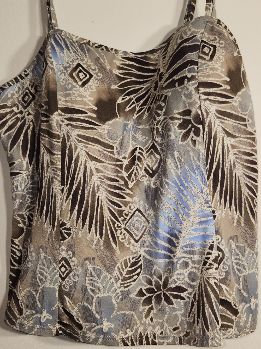 Lane Bryant Tropical Print Swim Top in Blue, Brown & Cream 20W
